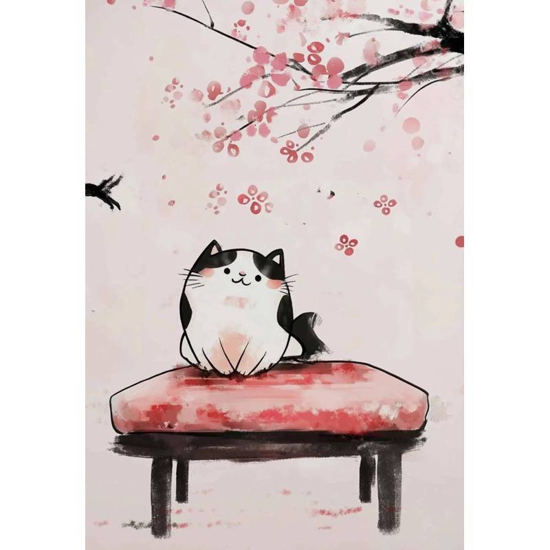 Cute Japanese Black Cat Wall Art,Vintage Ukiyoe Food Noodle Sushi Kitty Canvas Prints,Kitchen Bedroom Home Decor Cat Lover Gifts