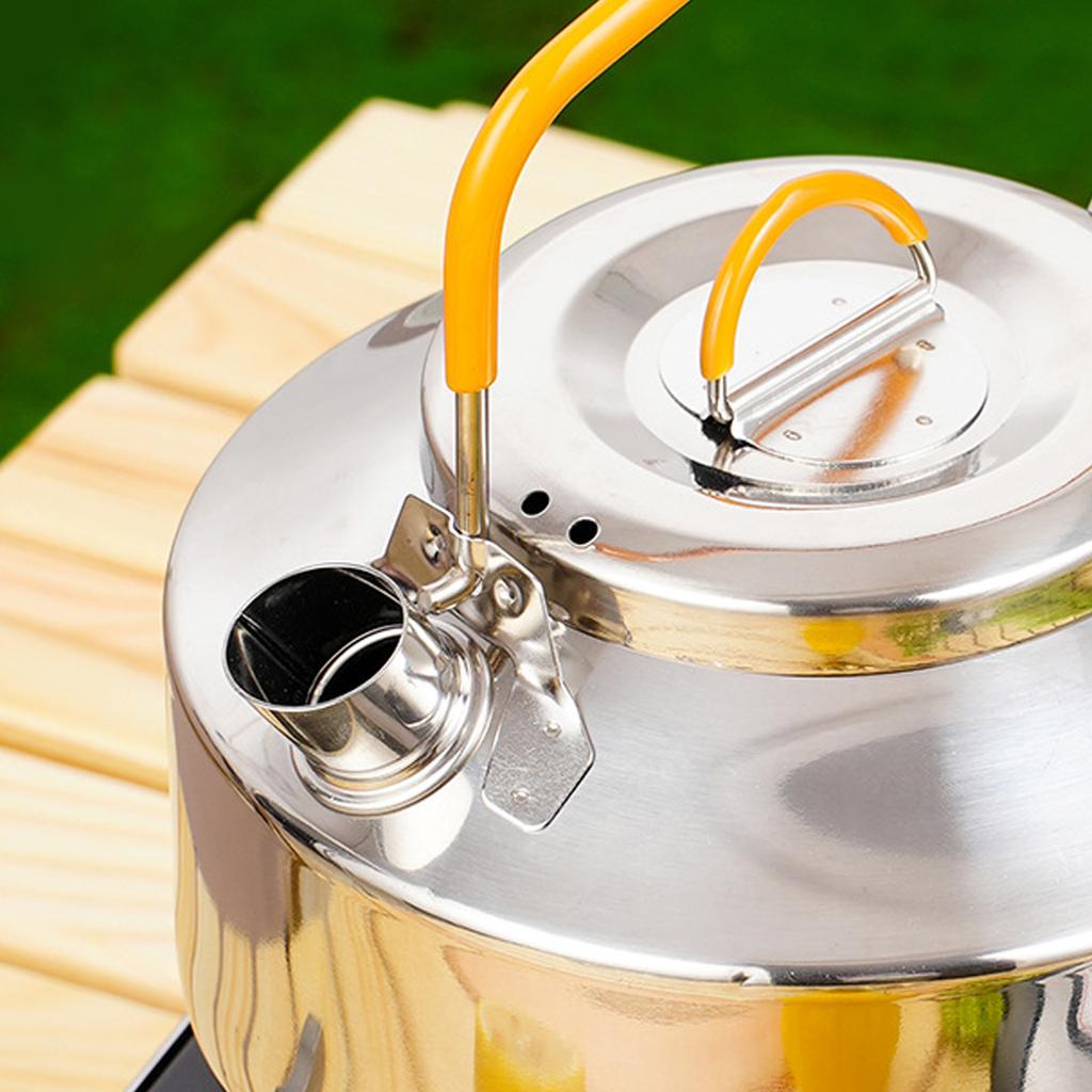 Camping Kettle, 1L Camp Tea Coffee Pot Stainless Steel Outdoor Hiking Kettle Pot Lightweight Durable Camping Tea Kettle