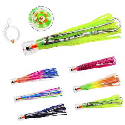Saltwater Trolling Fluorescent Bionic Artificial Soft Bait Fishing Lure Skirt for Tuna Mahi Sea Fishing 100g