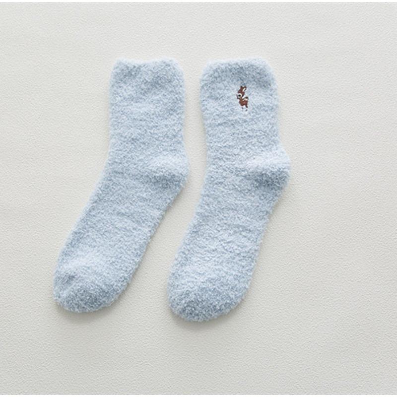 Winter Embroidery Deer Thickening Cotton Women Socks Plush Warm Funny Sleep Cute Sock