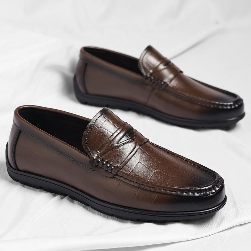 Fashion Mens Lazy Shoes Moccasins Fashion Man Casual Leather Shoes  Handmade Mens Driving Shoes Loafers Breathable Comfort Slip-on Flats