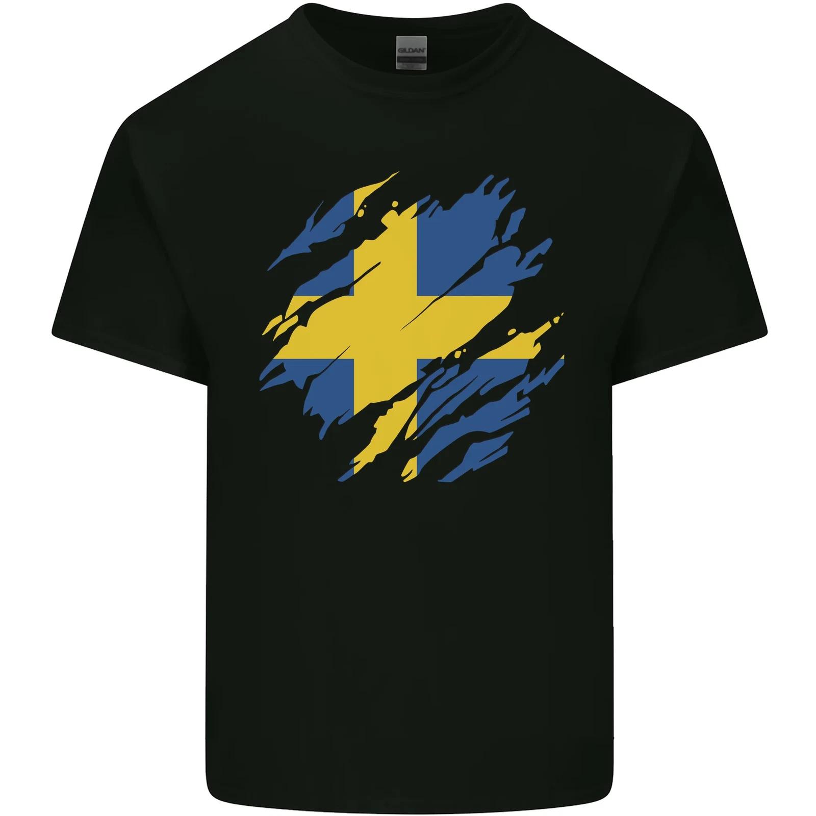Torn Swedish Flag Sweden Day Football Kids T-Shirt Childrens 4XL