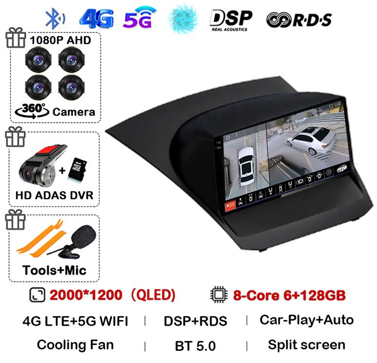 Android13 Carplay Auto For Ford Fiesta Mk 6 2009 2010 2011 2012 2013 2014 -2018 Multimedia Car Radio Player WIFi+4G DSP GPS 2DIN