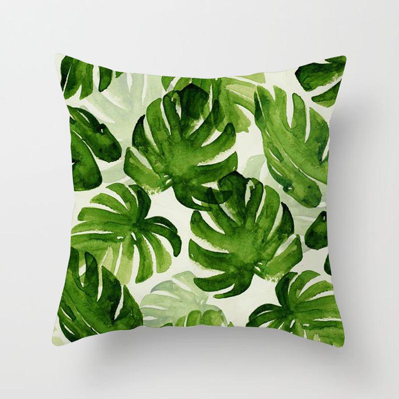 Fashionable Tropical Plant Polyester Pillowcase Office Fabric Sofa Cushion Cover Home Peach Leather Velvet Pillowcase