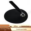 European Retro Black Oval Feather Pen Holder for Desk or Hotel Front Desk