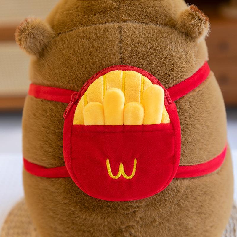 French Fries Backpack Capybara Plush Doll Gluttonous French Fries Stretchable Kapibara Girls Gift