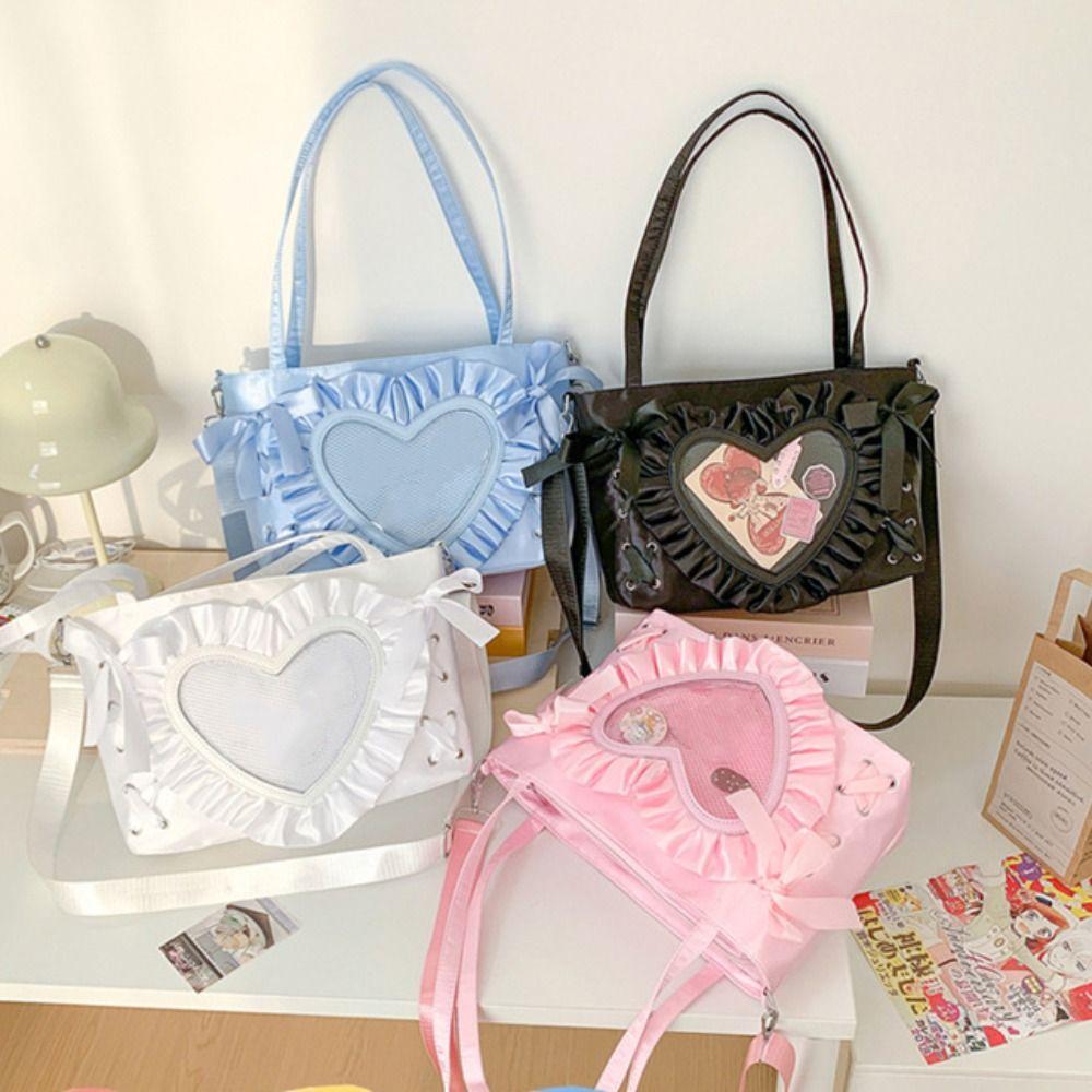 PU PVC Transparente Umhängetasche Schnürung Schleife Handtasche Kreative Anime Tragetasche Herren