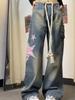 Vintage Harajuku Oversize Baggy Star Print Jeans Women High Waist  2000s Y2k Denim Trouser Female 90s Aesthetic Retro Wide Leg Pants 2024 New