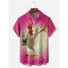 Camicia Corta Hawaiana da Uomo Stampa Pollo Cartone Animato Camicia Casual da Uomo Estate Quotidiano Street Fashion Camicia a Maniche Corte da Uomo