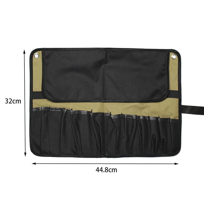 Portable Tool Roll Bag, Heavy Duty Oxford Canvas Multi-Pocket Storage Pouch Organizer for Motorcycle, Mechanic, Electrician, Roll Up Wrench Case