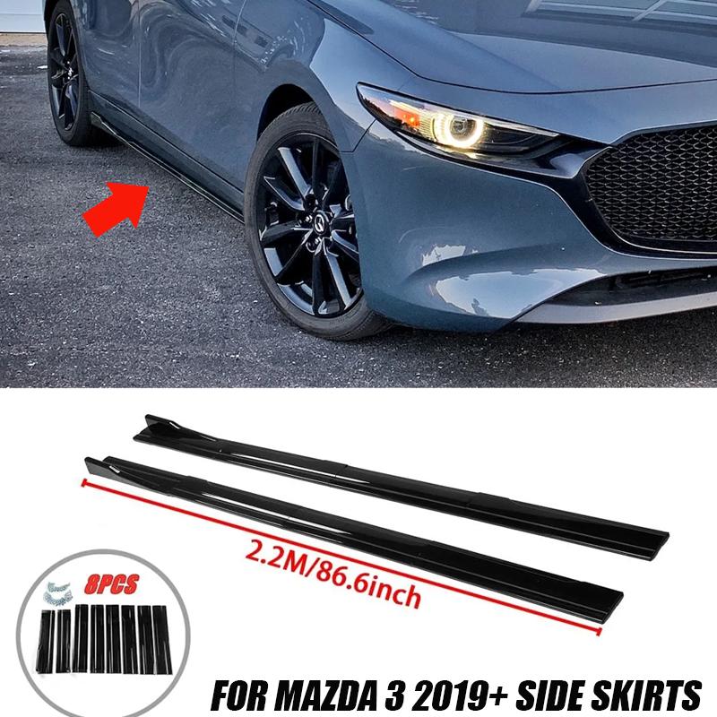 Fit For Mazda 3 Accessories Mazda3 Hatchback Sedan 2014-2019 Gloss Black Car Side Skirt Extension Lip Spoiler Zshkr45