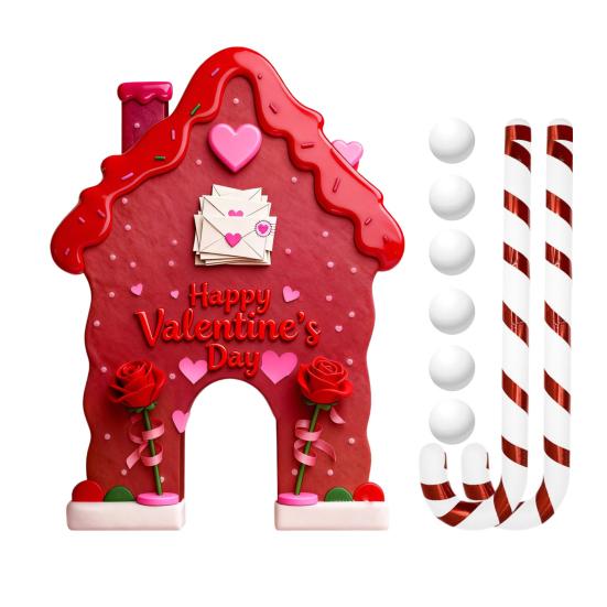 Zencefilli Kurabiye Şeker Baston Sevgililer Günü Golf Oyunu Seti İç Mekan Aile Partisi Ev Ofis Eğlencesi İçin Sopalı ve 6 Toplu Mini Golf Sahası