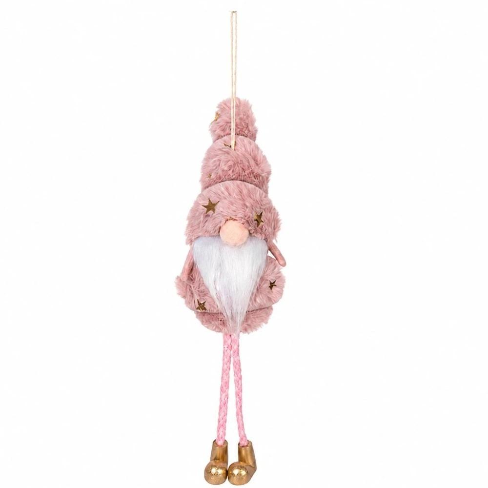 Cute Handmade Christmas Elf Elderly Pendant Long Legged with Star Pattern Xmas Gnome Ornaments Soft Santa Claus Holiday Gift