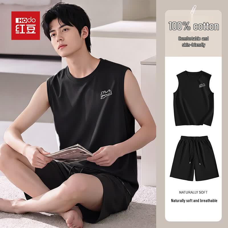 Hodo Herren Ärmelloses Loungewear-Set aus reiner Baumwolle