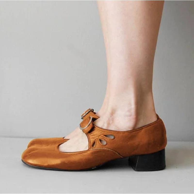 Fashion New Style Popular Women's Shoes Spring Low Heels Fashion Single Shoes Buckle Shallow Thick Heels Work Mother Shoes Zapatos Mujer