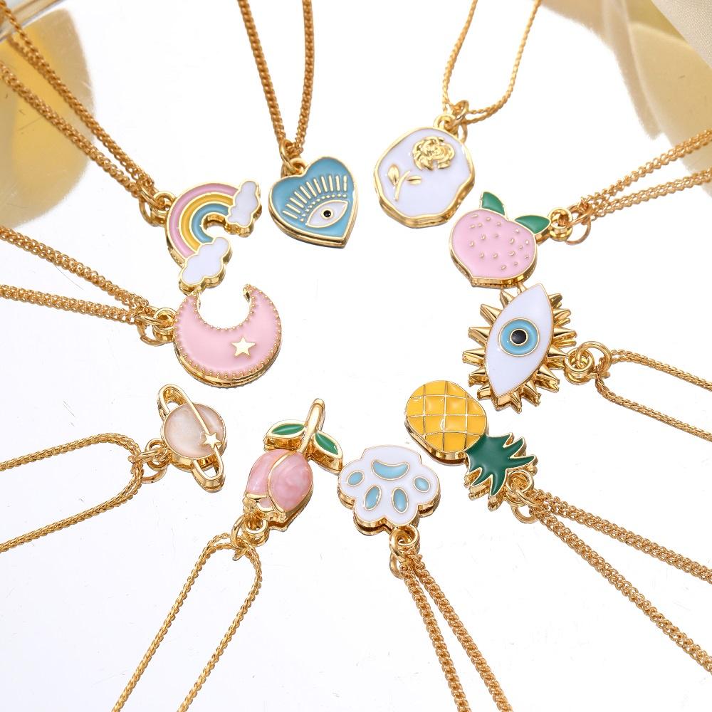 IF ME  5pcs/set Cartoon Tulips Necklace Set for Women Rainbow Evil Eyes Choker Lucky Accessories Jewelry