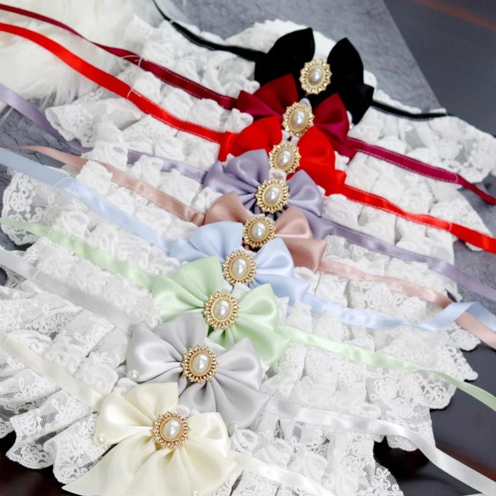 Pet Bib With Lace And Bow Tie Saliva Towel, Round Neck Scarf for Small Dog Cat 9.8-11.8 In Neck Circumference Saliva Towel Cute