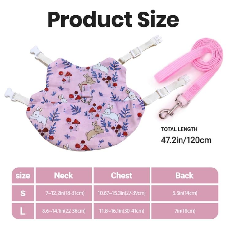 Fashion Rabbit Print Pet Harnesses With Detachable Leashes Soft Cotton Suitable for Small Animals