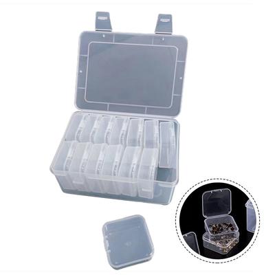 14Pcs Small Plastic Storage Box with Hinged Lids - Clear Bead Organizer