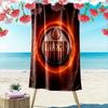 Fiery Oilers Sports Team Logo Design Patterned Beach Towel Quick Dry Perfect for Travel Outdoor Sports Jogging the Beach and Swimming