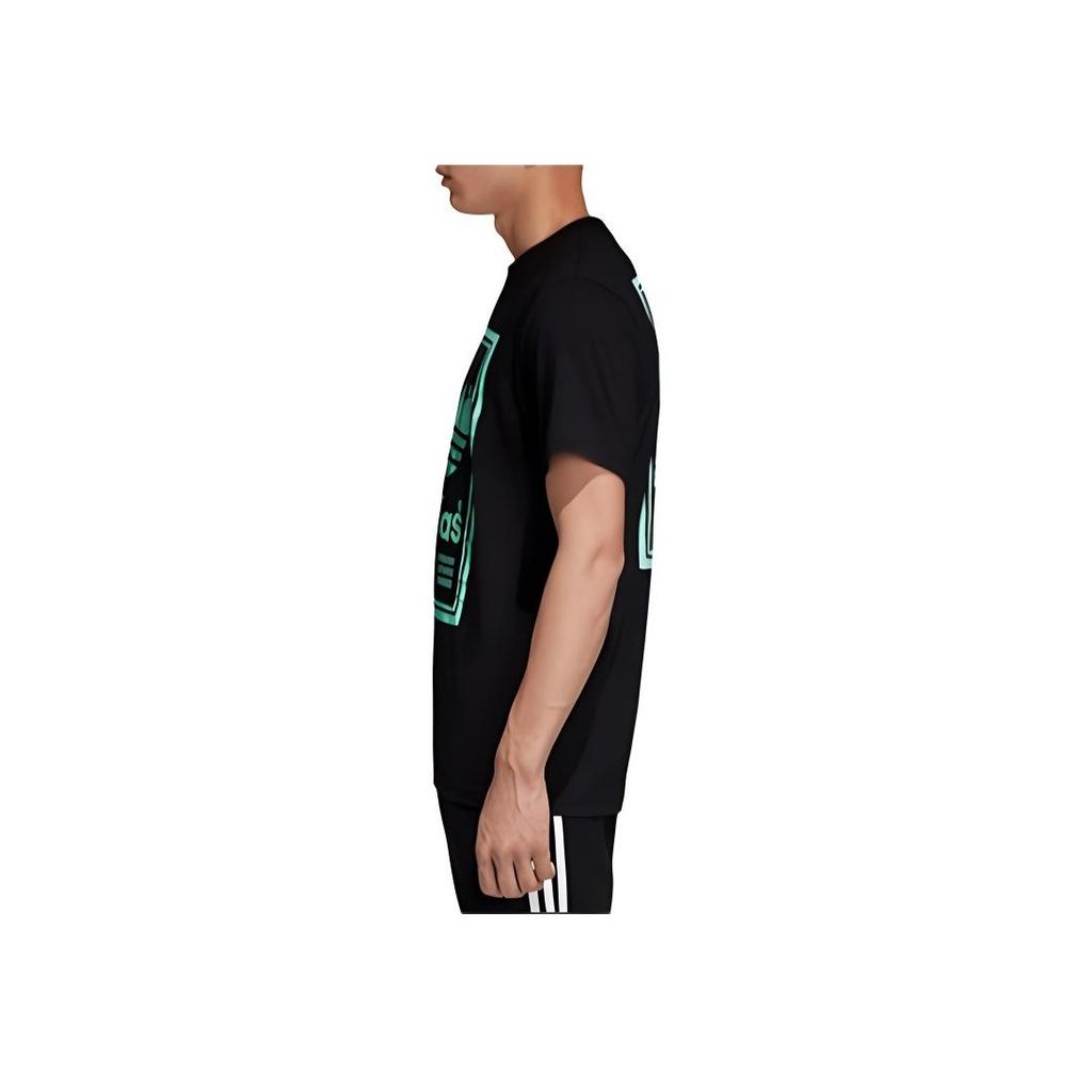 Adidas Originals Trefoil Double-Sided Print Casual Short-Sleeve T-Shirt Men Tops Black DJ2712