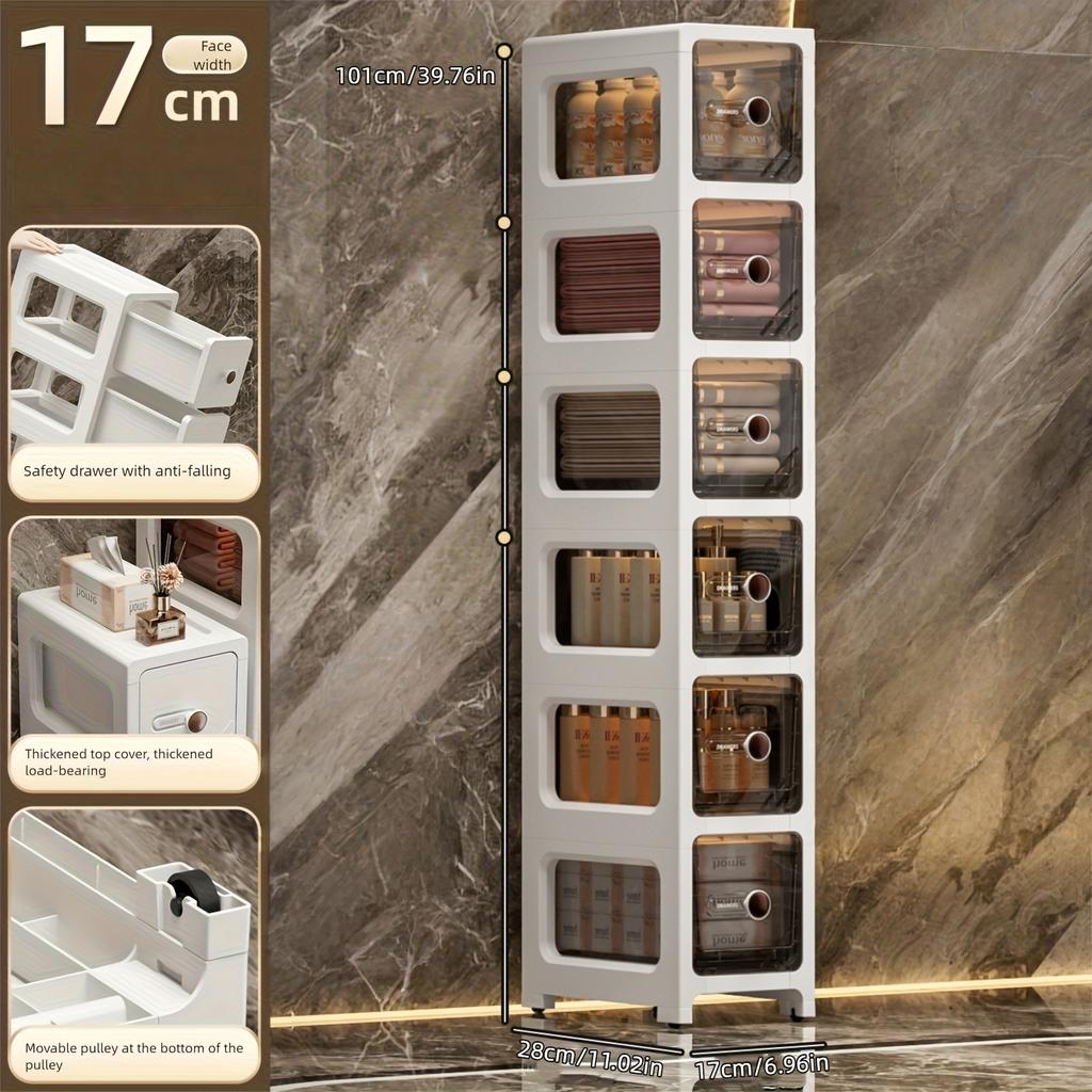 17 Cm Drawer-type Slit Storage Cabinet Ultra-narrow Slit Cabinet for Refrigerator Multi-layer Storage Rack for Bathroom