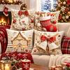 4PCS Elk Throw Cushion Case New Year Xmas Pillowslip Cartoon Cute Christmas Pillow Covers  Sofa