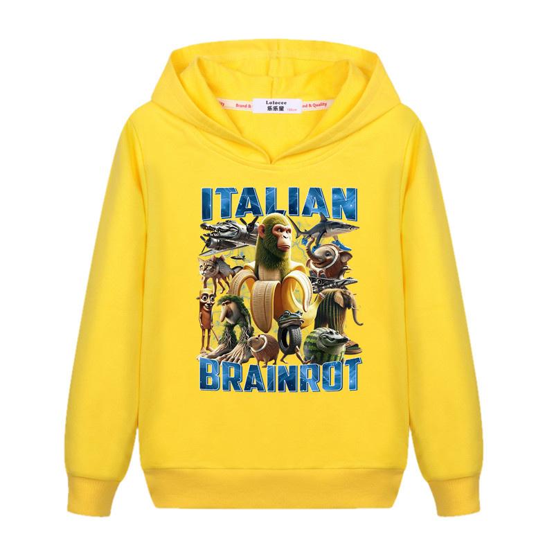 Italian Brainrot Shimpanzinni Bananini Hoodie for Boys Spring and Autumn Cotton Jacket Kids Sweatshirt