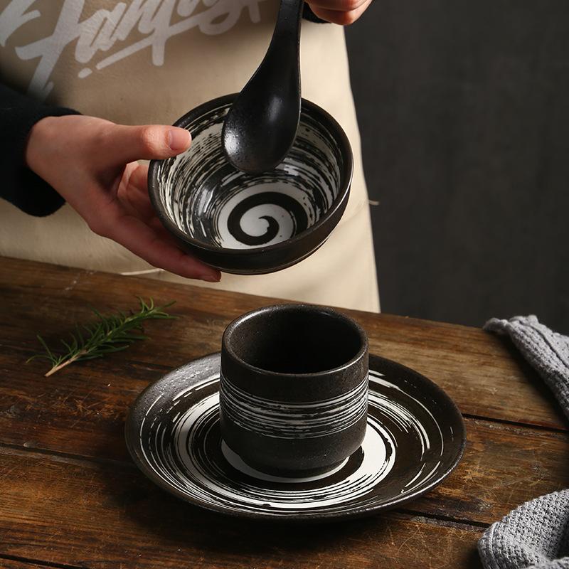 Style Ceramic Tableware, Restaurant, Hotel, Four Piece Set, Hot Pot Restaurant, Bone Dish Bowl, Soup Spoon Cup Set, Commercial