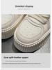Women's 2023 Spring Genuine Leather Thick-Soled White Height-Boost Biscuit Sneakers