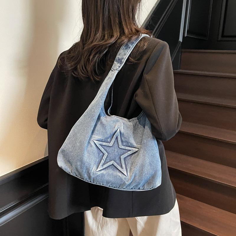 Premium Retro Tote Bag Women's Bag New Casual Versatile Denim Large-capacity Shoulder Bag