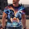 Street Trend Funny Men's Clothing Casual T-shirt 3D Printing Creative Graphic Short Sleeved Loose Round Neck Top Men