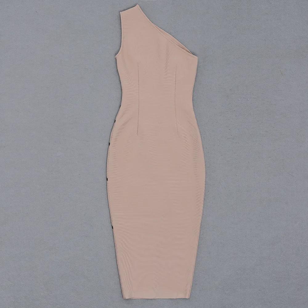 Dámské sexy pruhované bandážové šaty na jedno rameno s rozparkem