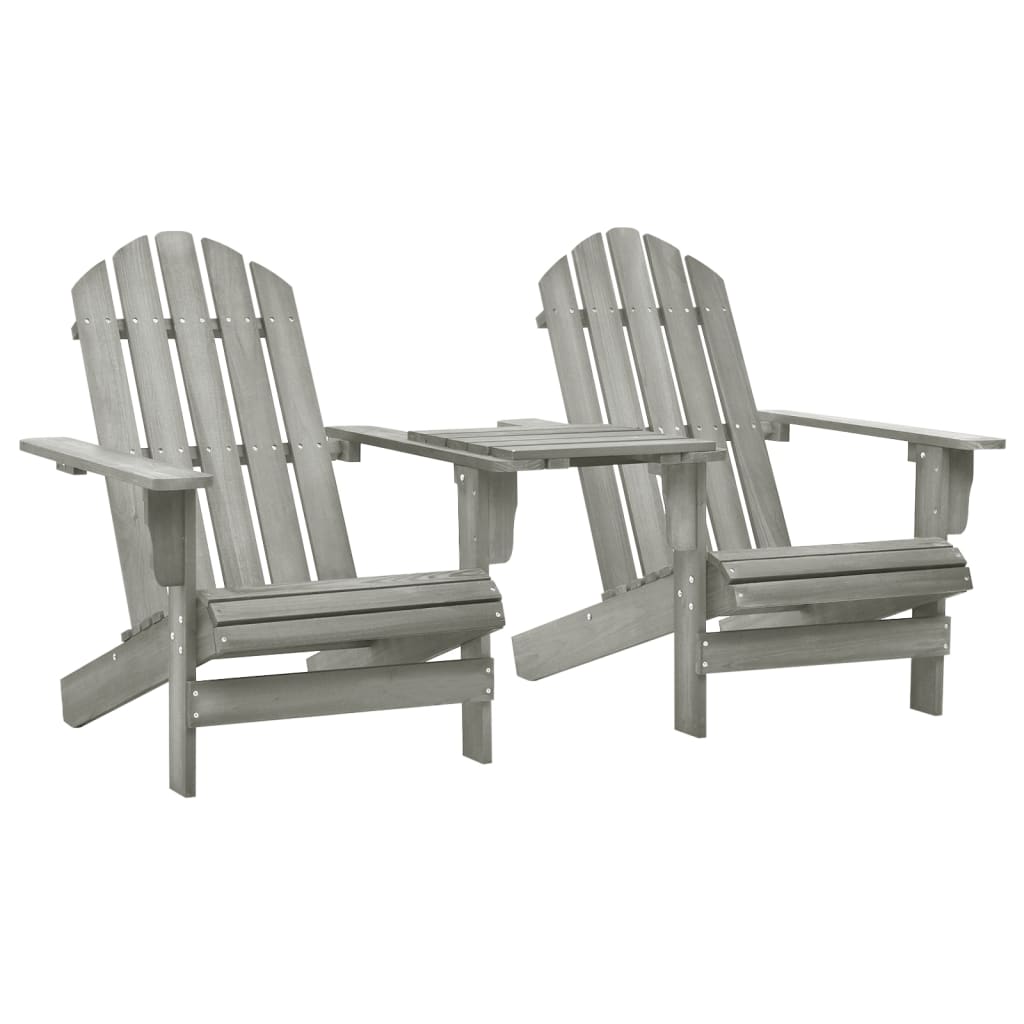 Adirondack Gartenstühle mit Tisch Massivholz Kiefer Grau