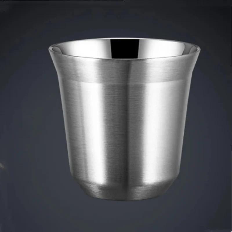 80ML Stainless Steel Espresso Cup Set Double Wall 304 Stainless Steel Small Coffee Cup Capsule Milk Mug Double Wall Insulated