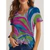 Womens V-Neck Loose Fit Short Sleeve T-Shirt With Floral Print Casual Top