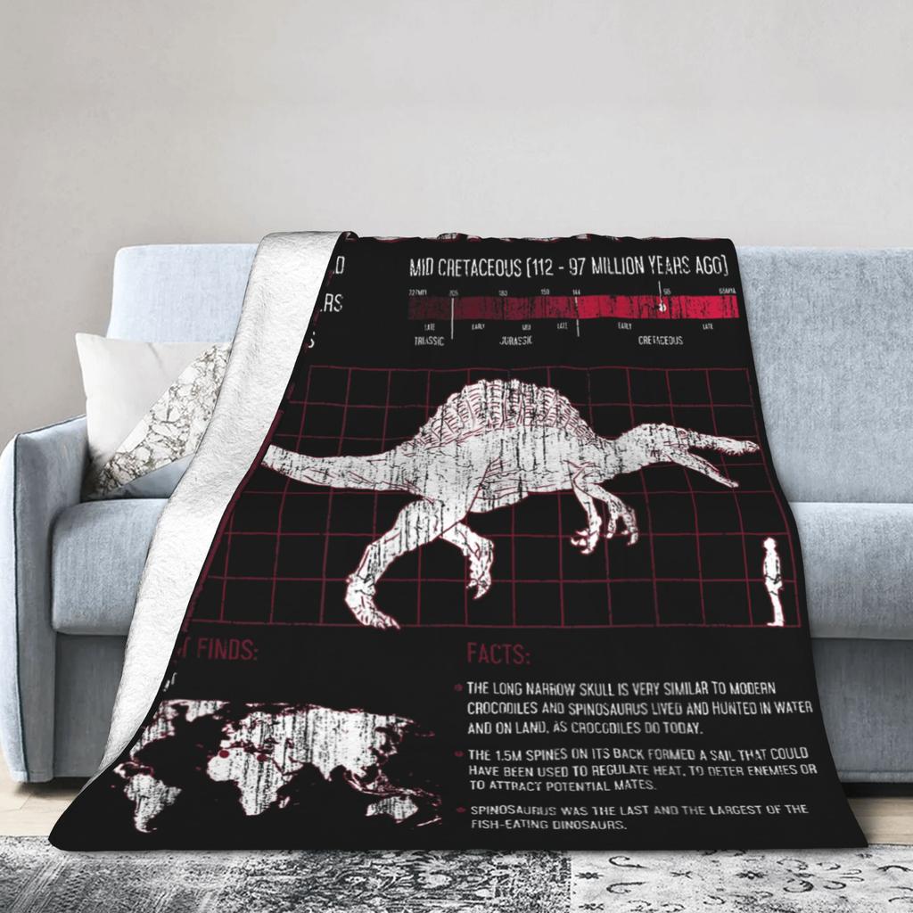 Jurassic Spinosaurus Dinosaur Facts World Flannel Blankets Science Funny Throw Blankets Sofa Couch 200x150cm Quilt Ultra-Soft