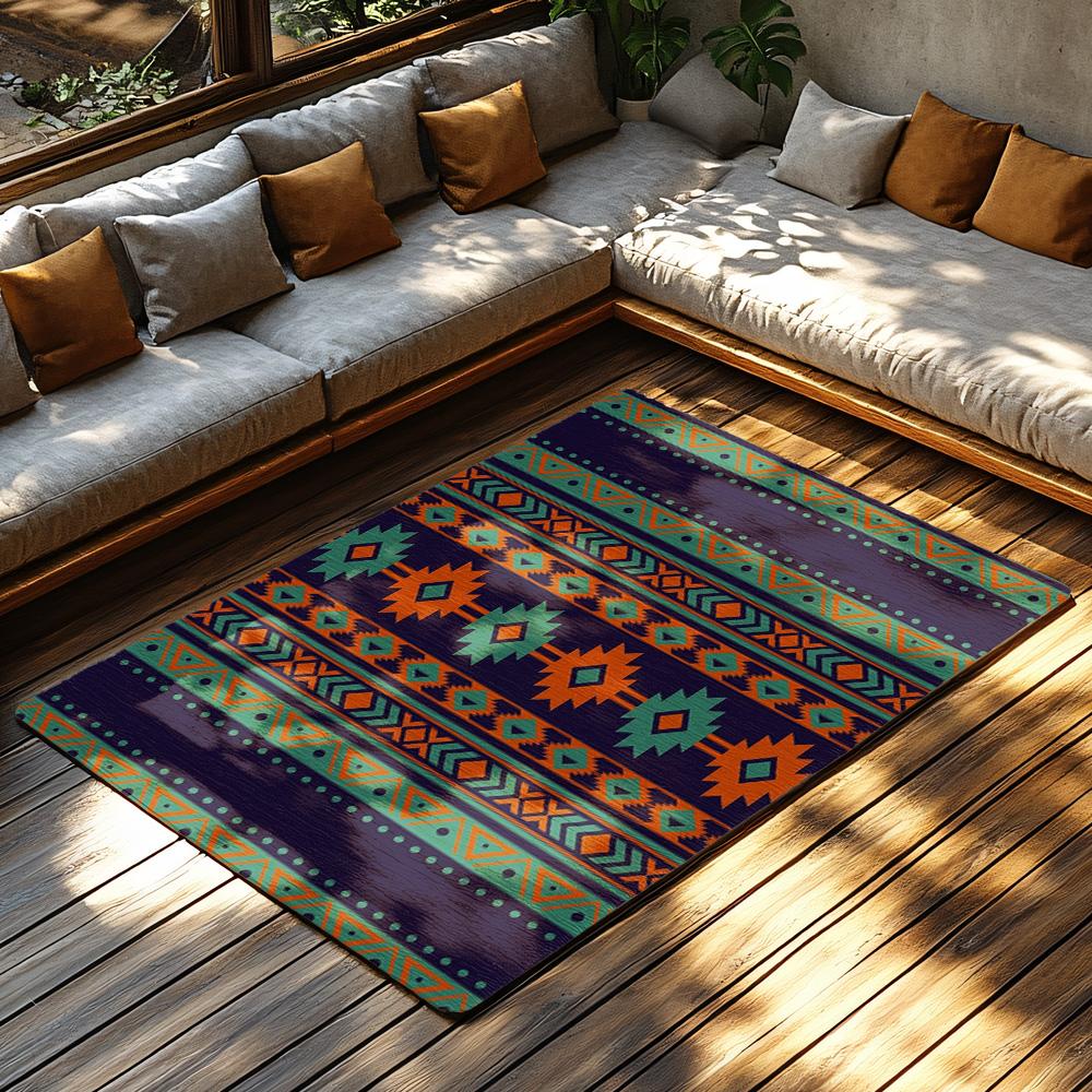 Boho Area Rug Non Slip Washable Indoor Outdoor Carpet Modern Abstract Geometric Pattern Home Decor Living Room Floor Mat 6x9