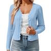 Cardigan casual da donna colorato con bordo a fungo, scollo a V, giacca corta in maglia sottile