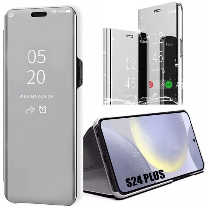 Coque - Samsung - Galaxy S24 Plus - Argenté - Vue miroir - Support intégré