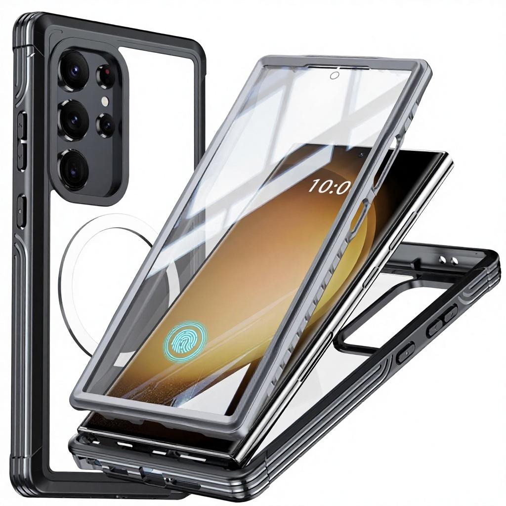 Per Samsung Galaxy S25 Ultra Plus S23 Protezione Magnetica Completa a 360 Gradi Custodia Impermeabile per Esterno con Ricarica Wireless per Galaxy S24 Ultra