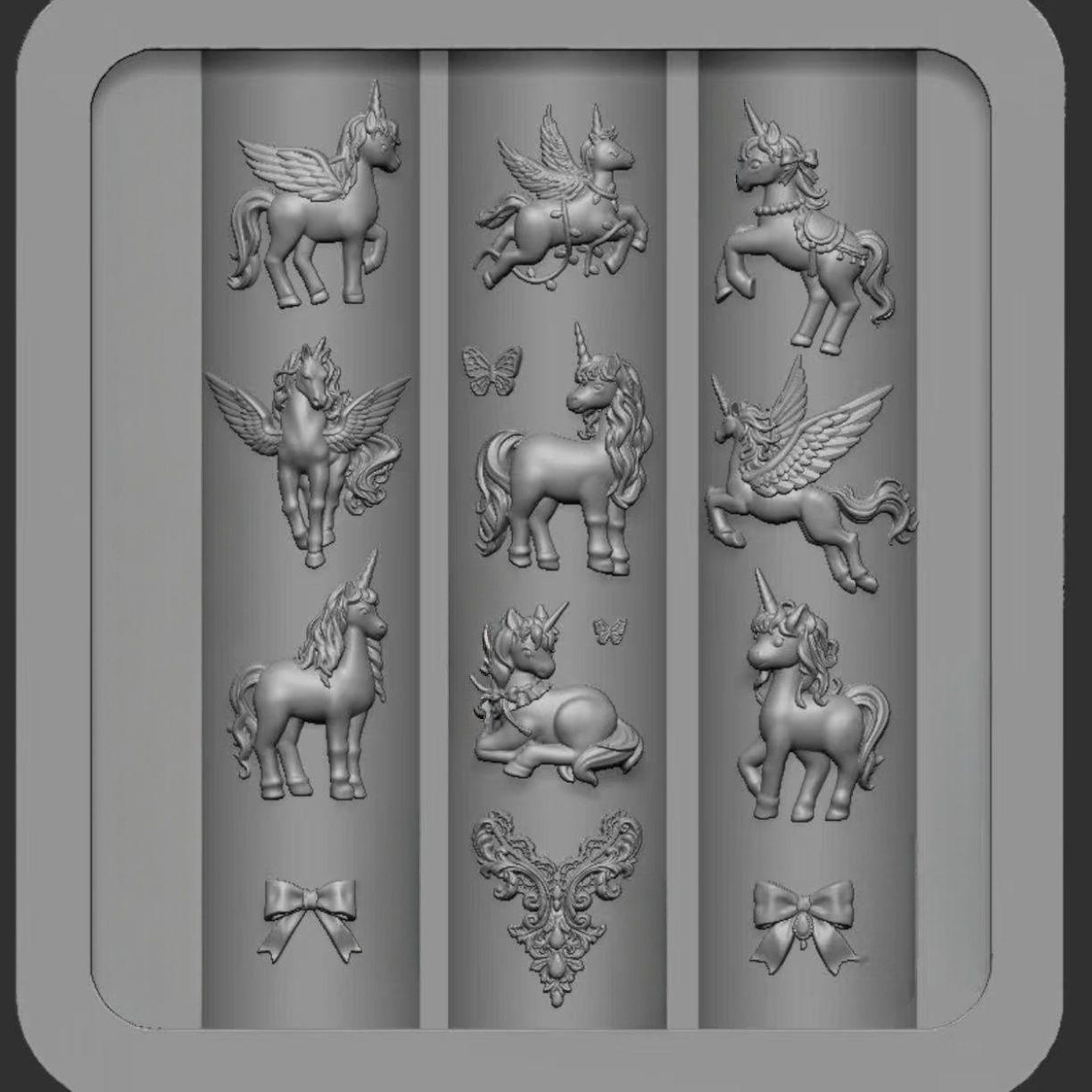 Silicone Nail Art Molds - Horse, Pegasus, Unicorn, Carousel Designs