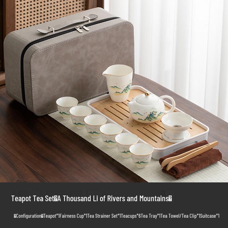 Thousand Miles Mutton-Fat Jade White Porcelain Gongfu Tea Set