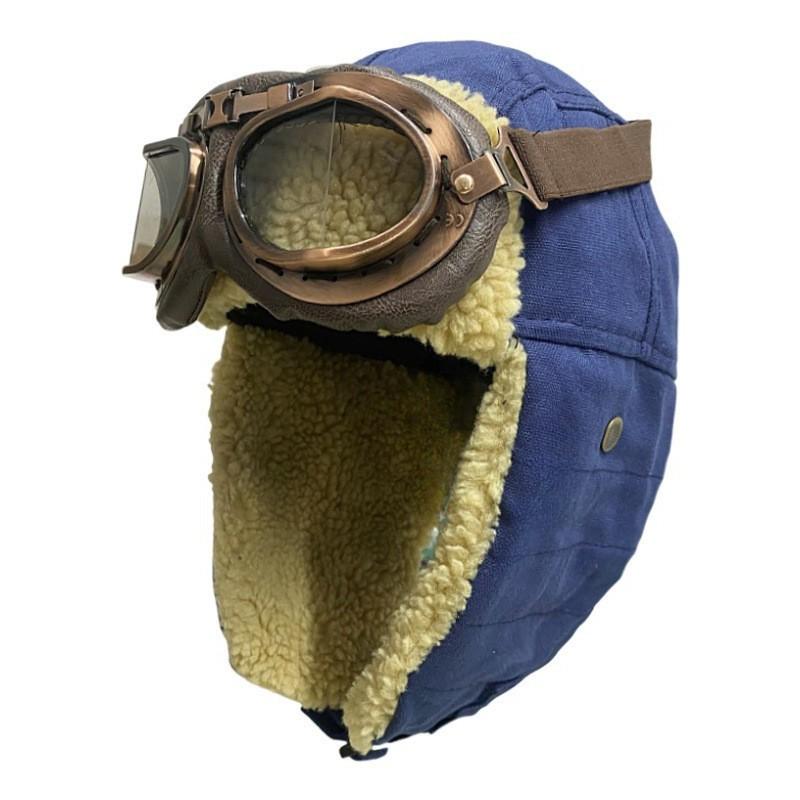 Winter Fleece Lined Aviator Hat With Ear Protection Windproof Warm Cap Outdoor Skiing Motorcycle Riding