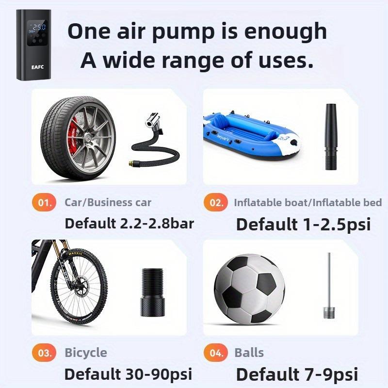 EAFC 150PSI Portable Tire Inflator Air Compressor, Portable Air Pump for Car Tires, with Digital Pressure Gauge LED Light for Car, Bike, Motorcycle