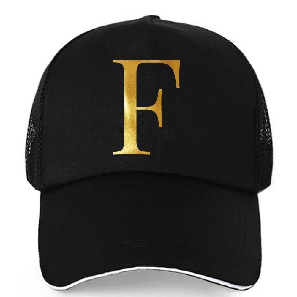 1pc AmaBe Hip-Hop Baseball Cap with Golden Letter Print, Adjustable Hook & Loop Closure, Breathable Mesh Back, Lightweight Stret