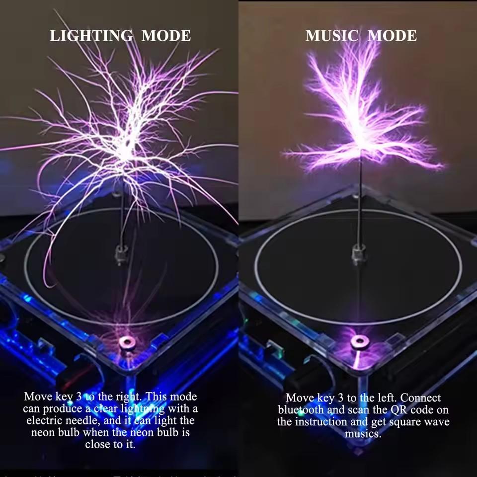 Caja de Música Bobina de Tesla Bluetooth/AUX Modo Dual Rayo Artificial Táctil Entrada de Audio Bluetooth Experimentos Científicos