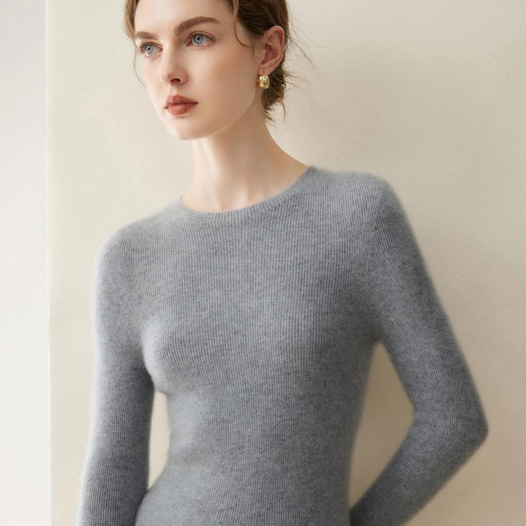 2026 Autumn/Winter Women's Pure Cashmere Slim Fit Round Neck Sweater