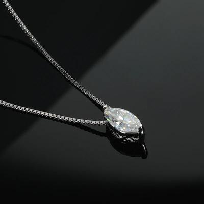 New 2023 Trendy D Color 1CT 5*10mm Marquise Cut Moissanite Diamond Pendant Necklace for Women S925 Silver Neck Chain Necklaces