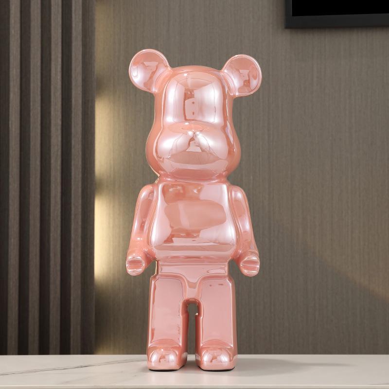 Gradient Electroplated Decorative Bear Figurine - Large Cartoon Money Box for Living Room TV Cabinet